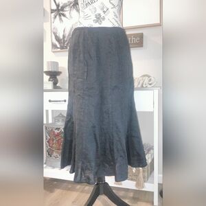 Classic Vintage 90s Y2K Lauren Ralph Lauren Black 100% Linen Skirt Cottagecore